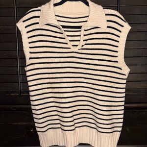 Striped V-Neck Sweater Vest